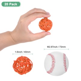 M METERXITY 20-Pack Wicker Rattan Balls 40mm/1.6 Inch Decorative Rattan Balls Orbs Vase Fillers Bowl Fillers for Christmas/Weddings/Thanksgiving/DIY Crafts/Home Decor [Orange]