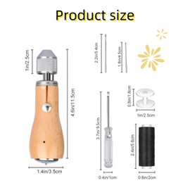 Zjkai Professional Speedy Sewing Awl Hand Stitcher DIY Repair Tool Kit for Leather and Heavy Fabrics Canvas and More with 1Pcs Coil,2Pcs Needles and 2X30 Meter Sewing Waxed Thread