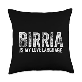 Mexican Food Birria Gear Funny Mexican Food Birria is My Love Language Throw Pillow, 18x18, Multicolor