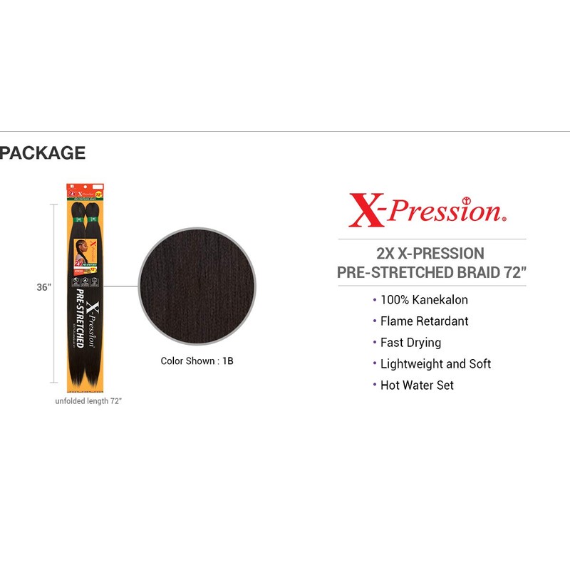 Sensationnel Crochet Braids African Collection 2X X-Pression Pre-Stretched Braid 72"