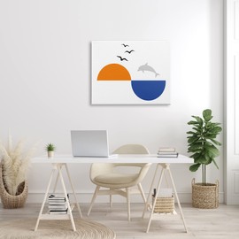 Sunset Balance Asymmetrical Ocean Horizon Dolphin Jump