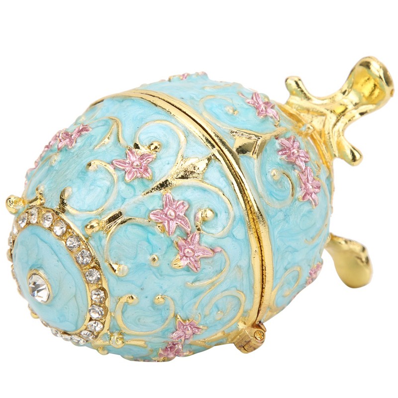 Hand Made Enameled Easter Egg Jewelry Box Organizer Home Desktop
