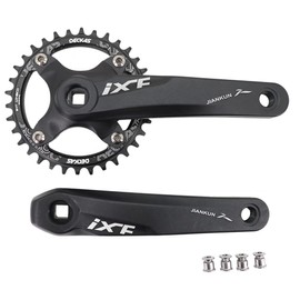DJC MTB Crankset Square Tapered Hole 104BCD with Chainring 32 34 36 38T 170mm 175mm Bike Crankset Aluminum Black red (175mm Black, 32T)