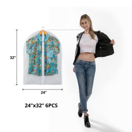 Clear Garment Bag Suit Bags for Closet Storage, Vinyl Garment Bags for Hanging Clothes, Short Hanging Bags Coat Covers for Closet with Zipper- 24'' X 32''/12 Pack
