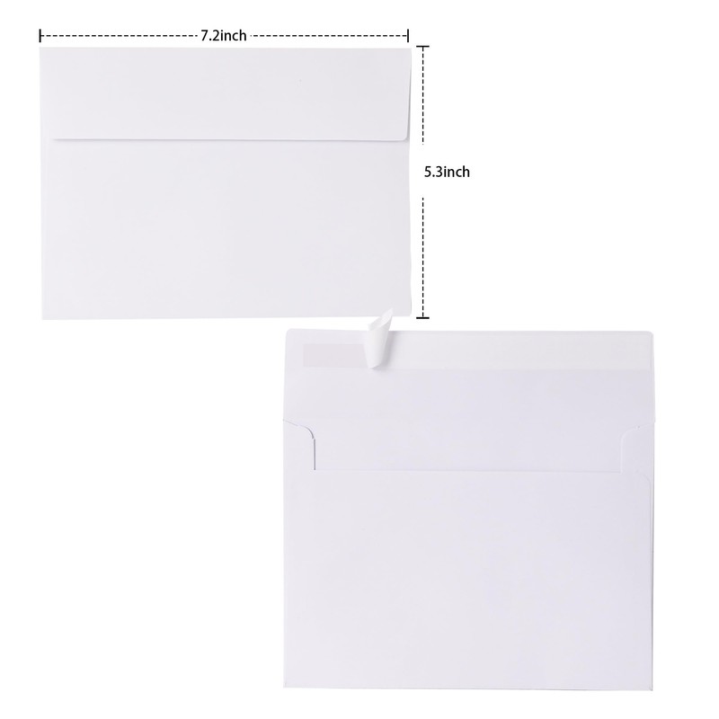 Janvale 5x7 Envelopes 50 Pack, A7 White Envelopes for Invitations,