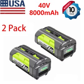 for Ryobi 2 Pack 8.0Ah for Ryobi 40V OP4050 OP4060 OP40261 OP4030 Power Tools Batteries