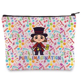 BWWKTOP Willy Chocolate Cosmetic Makeup Bag Willy Fans Inspired Gifts Pure Imagination Charlie Bucket Zipper Travel Bag Willy Golden Ticket Merch (Pure Imagination)