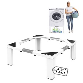 ANBase Heavy-Duty All Steel Laundry Pedestal, Full Size 12" Height Washing Machine Stand, Dryer Stand, Universal Adjustable Washer and Dryer Pedestals(White