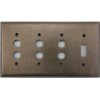 Aged Antique Brass 4 Gang Combination Switch Plate - 3