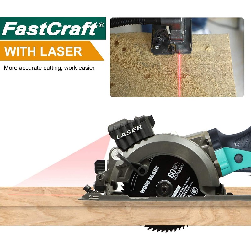 FastCraft Mini Circular Saw 9A PEAK GUARANTEED POWER + 8pc
