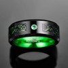 VAKKI 8mm Men's Black Celtic Dragon Tungsten Rings Green Carbon