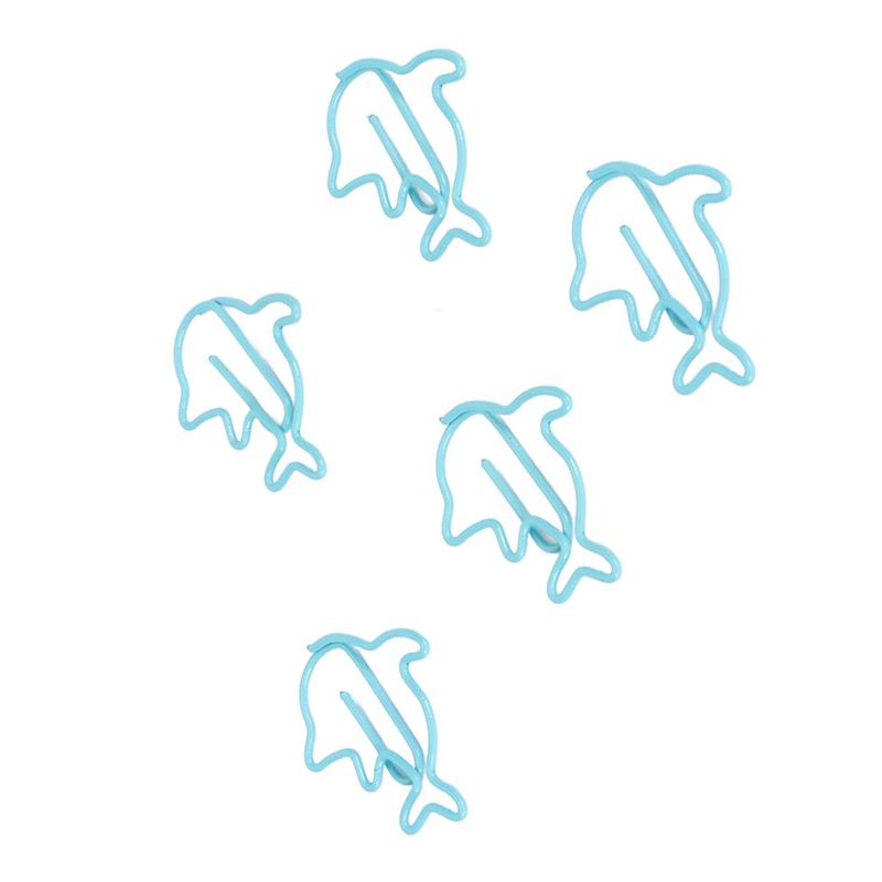 100Pcs Cute Paper Clips Blue Dolphin Style Exquisite Color Strong