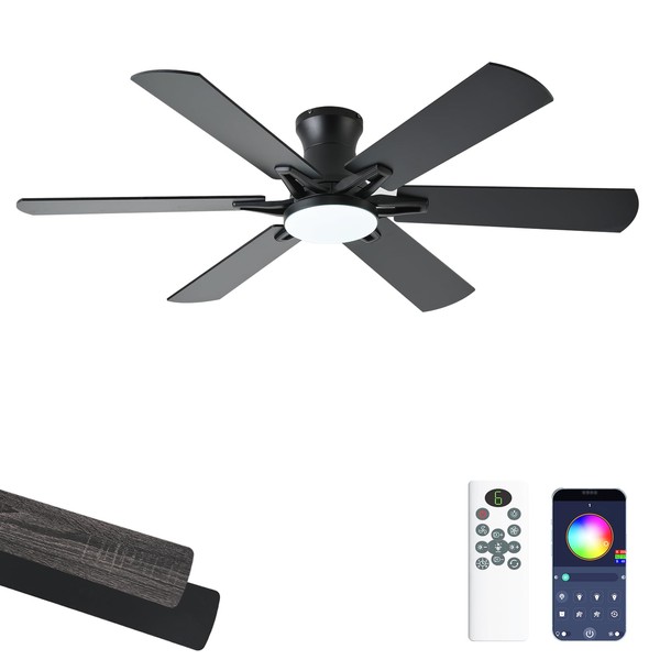 lspmke Ceiling Fans with Lights, 52 Inch Low Profile Ceiling