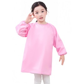 Cielary Kids Art Smocks Waterproof Painting Apron, Long Sleeves Crafting Artist Smock for Toddlers 3-10 Years (Pink, L(6-10 Years))