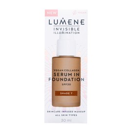 LUMENE Invisible Illumination Tinted Serum Foundation SPF30 with Vegan Collagen Serum & Hyaluronic Acid, Shade 7, 30 ml