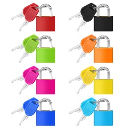 Pack of 8 Small Luggage Locks, Luggage Security Lock, Colourful Luggage Lock, Suitcase Lock, Mini Padlock with Keys, Suitcase Locks for Gym, Locker Bag, Cabinet