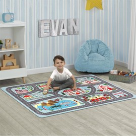 LIVEBOX Kids Rug 3'x5' Car Rug Play Mat for Playing Cars Toys, City Life Playroom Rugs Educational Carpet for Children Boy Girl, Road Traffic Nursery Rugs for Kids Room Play Area