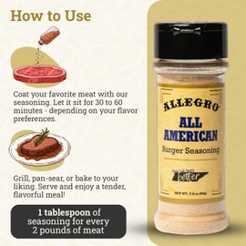 ALLEGRO - The Marinate Everything Marinades| Burger Seasoning for Beef, Turkey, Chicken, Veggie Patties| Seasonings for Grilling, Roasting & Cooking| 2.8 Oz (Pack of 1) - All American Burger Seasoning