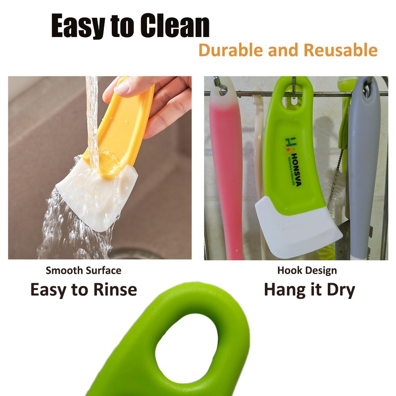 Honsva Silicone Dish Scraper to Kitchen Cleaning for Pans, Pots,