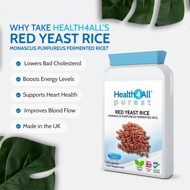 Health4All Red Yeast Rice 600mg per Capsule 120 Capsules, 4