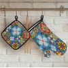 Oven Mitts and Pot Holders Sets of 2,Mexican Talavera Flower