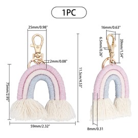 WADORN Weaving Rainbow Tassel Keychain Boho Rainbow Tassel Charm Macrame Rainbow Tassel Key Chain Car Keyring Holder Bag Wallet Purse Decoration Charm for Women Handbag Pendant Accessories