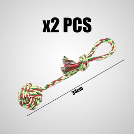 DUINIU 2 pieces cotton rope dog toys, braided dog cotton rope knots, dog teeth cleaning balls, dog chew toy ropes, pet cotton rope toys