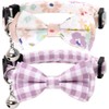 2 Pack/Set Cat Collar Breakaway with Cute Bow Tie and