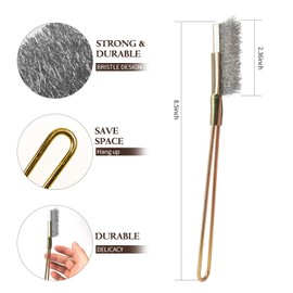 Axinost Wire Brush Set, Straight Brush, Brush with Wooden Handle, Stainless Steel Wire Brushes, Copper-Plated/Breast-Like, Clean Barbecue Grills, Remove Dirt. (Silver(Stainless Steel))