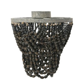 Creative Co-Op 2-Tier Draped Wood Bead Semi-Flush Mount Ceiling Light