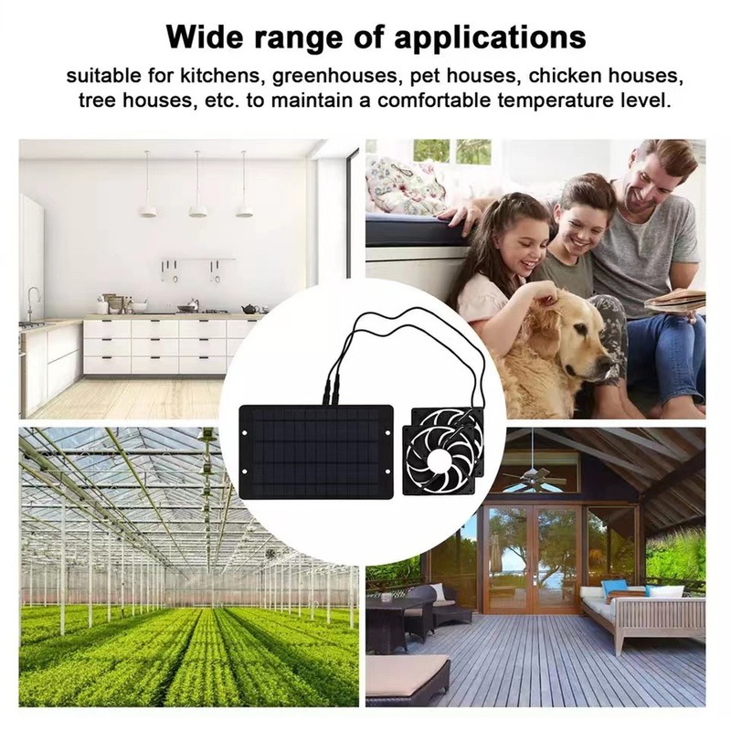 Solar Panel Fan Kit 10W Solar Powered Dual Fans for