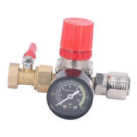 SEAFRONT Air Compressor Pressure Regulator Kit Pneumatic Tool Regulator with Pressure Gauge, 4 Way Valve, 0-180 PSI, European Style (1/2" Ball Valve)