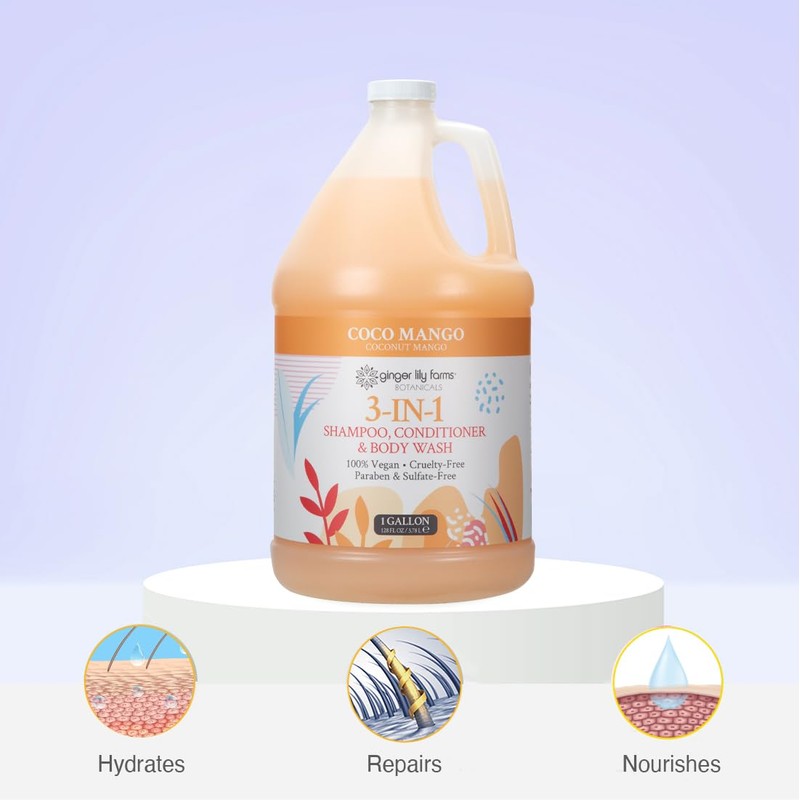 Ginger Lily Farms Botanicals 3-in-1 Shampoo, Conditioner & Body Wash,
