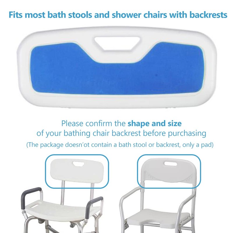 MESINURS Shower Chair Back Mat, Blue, EVA Foam, Bath Safety