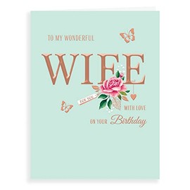 Piccadilly Greetings Avant Garde Studios Birthday Card Wife - H90060, green, 8 x 6 inches