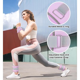 Ankle Weights, Wrist Leg Arm Weights for Women Men Kids Child with Adjustable Straps,A Pair of 1LBS(0.5LB Each Weight) Strength Training Weighted for Jogging, Running, Walking, Fitness, Light Purple