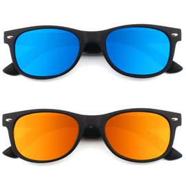 2 Pack Reader Sunglasses for Men Women Classic Rectangle Reading Glasses Outdoor Full Lenses Magnifying Eyewear UV Protection Black Bue/Black Red+1.0