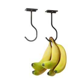 Bananenhaken Selbstklebender,Schwarzer Bananenhalter Faltbarer Unterschrank Bananen Halter, Aufbewahrungsregal für Frische Bananen,Mondförmiges Folding Hanger Hook