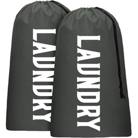 2 Pack XL Travel Laundry Bag, Heavy Duty Dirty Machine waschbar Clothes Organizer, groß genug, um 4 Ladungen von Wäsche, Easy Fit ein Wäschekorb oder Korb (Grau, 24„ x 36“)
