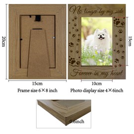 CREATCABIN Wooden Photo Frame Pictures Display 4 x 6 Wall Mounting Poster Paw Print Brown Frame Stand Pet Memorial Gifts 15 x 20 cm No More On My Side Forever In My Heart