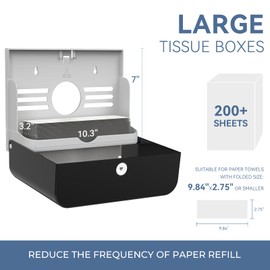 PLUSSEN Paper Towel Dispenser Wall Mount, Adhesive No Drilling Multifold Trifold C Fold Commercial Hand Towel Dispenser,Black