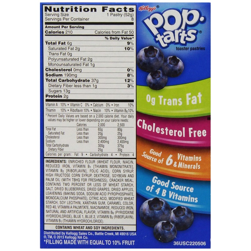 Kellogg's Pop-Tarts Frosted Blueberry Toaster Pastries 8 ct (Pack of