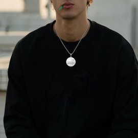 AsAlways Gold Plated Lord's Supper Stainless Steel CZ Engrave Last Supper Jesus with His Disciples Pendant Necklace for Men Hip Hop Religion Jewelry Gift (Silver Round)