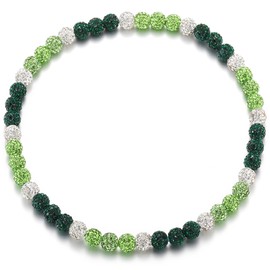 Baseball Beaded Necklace for Men Women Rhinestone Baseball Drip Accessories Sparkly Grass Green Deep Green White Diamond Ice Chain Necklace Cool Inspired Sports Gifts for Player Team Lover 18inch