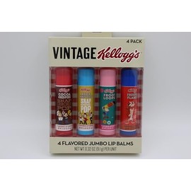 Kellogg's Jumbo Lip Balm Set, 4 Flavored Varieties, Vintage Collection
