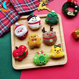 New Christmas Fuzzy Doll Accessory Ornament - Snowman, Elk, Bell (lf1336) Free Size/No.4 Brooch Style 50ea