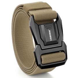 FAIRWIN Belt for Men, Quick Release Tactical Belt, Military Work 1.5" Stretch Nylon Web Belt with Heavy Duty Seatbelt Buckle