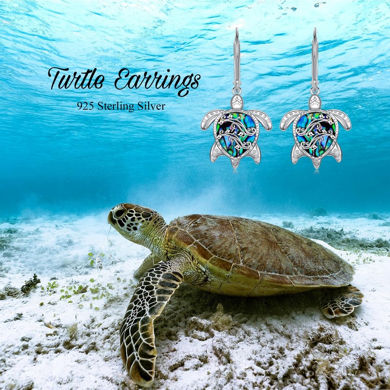 Sea Turtle Earrings for Women S925 Sterling Silver Sea Turtle