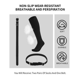 QBK Toddler Baseball Socks And Belt Youth Softball Tee Ball Combo Set for Boy Girl (2 Pairs of Socks & 1 Belt)(BLACK,2-4T)