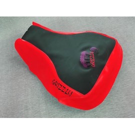 Hidden Comfort Camo HCC Racing ATV seat Cover Compatible with Yamaha Grizzly 350 Griz Logo Black/red